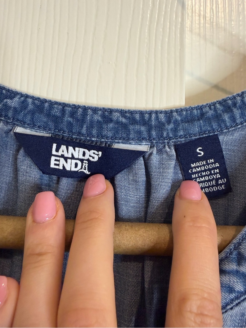 Lands' End Sleeveless Denim-Effect Maxi Dress in Blue - Picture 2 of 3